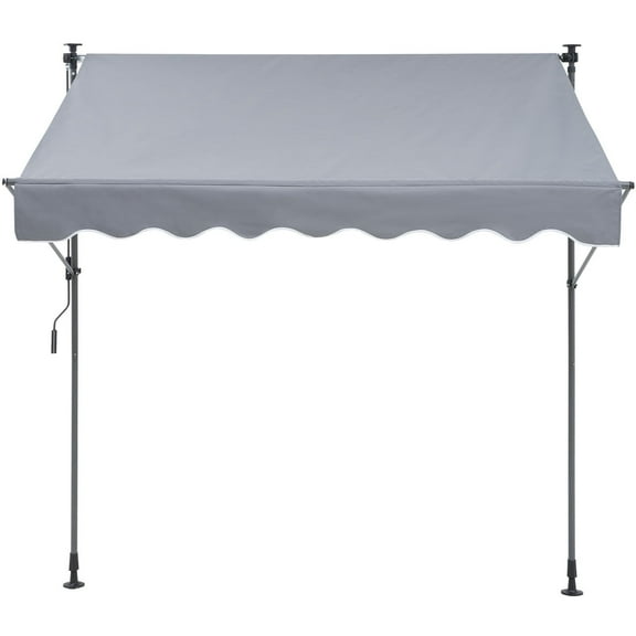 KFFKFF Patio Awning Retractable 6.5'x3.9' Outdoor Awning Sunshade Shelter 86"-122" Adjustable Height, Balcony Shelter for Patio, Garden
