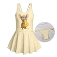 thumbnail image 6 of Uourmeti Cute Cartoon Mouse with Cheese Print Skirted One Piece Swimsuit for Girls - Quick Dry Stretch Swim Dress for Pool & Beach Vacation, 6 of 8
