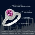 thumbnail image 2 of Gem Stone King 925 Sterling Silver Oval Pink Created Sapphire and White Moissanite Engagement Ring for Women (2.29 Cttw, Available in Size 5, 6, 7, 8, 9), 2 of 6