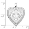thumbnail image 4 of Sterling Silver 21mm Brushed and Polished Heart with Wings Heart Locket, 4 of 4
