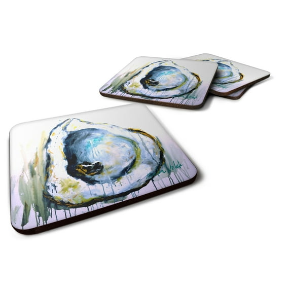 Carolines Treasures MW1300FC Aqua Sand Oyster Foam Coaster Set of 4 3 1/2 x 3 1/2 multicolor