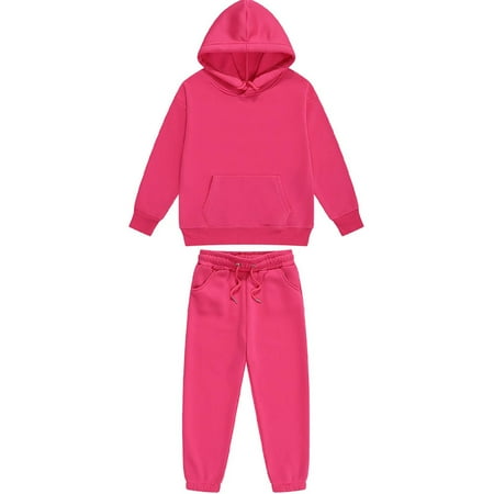 

Hinvhai Childrens Casual Hoodie Sweatshirts 2 Piece Sets Clearance Classic Fashion Long Sleeve Solid Color Suitable for Boys and Girls Hooded Sweatshirts Sets Hot Pink 2-3 Years