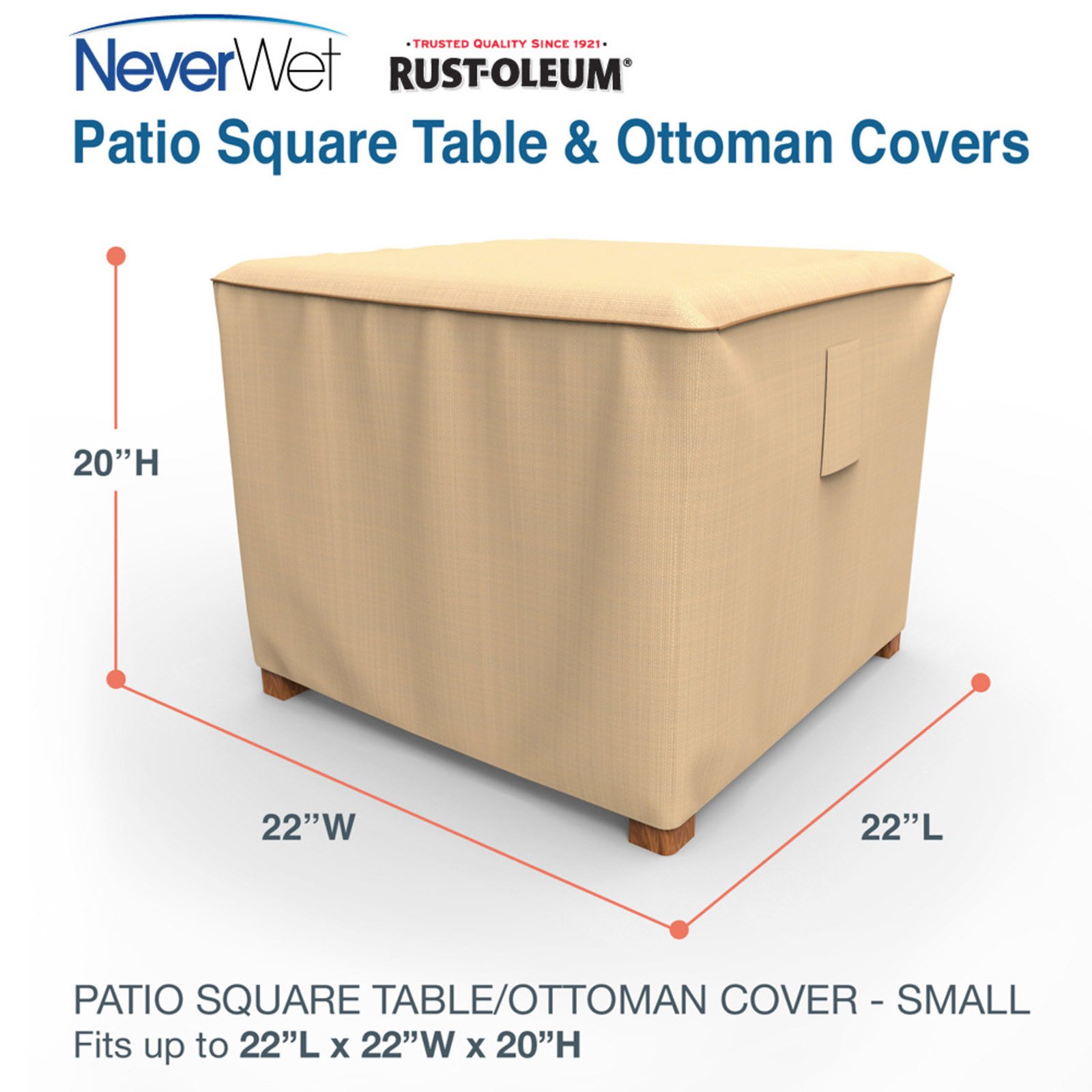 Budge Small Tan Patio Table/Ottoman Cover, StormBlock™ Savanna