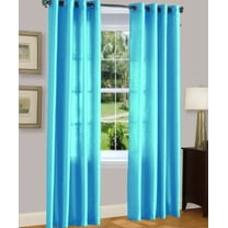 1 PANEL MIRA  SOLID TURQUOISE  SEMI SHEER WINDOW FAUX SILK ANTIQUE BRONZE GROMMETS CURTAIN DRAPES 55 WIDE X 95" LENGTH