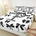 thumbnail image 3 of Feelyou Initial P Letter Queen Sheet Sets, Black Gothic Bow-tie Bowknot Flat Sheet, Teens Kids Girls Women Queen Fitted Sheet, Luxury Bedroom Decor, 4pcs, 3 of 7