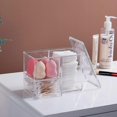 thumbnail image 1 of Cotton Pads and Swabs Holder, Clear Cotton Pad Box with 3-Grid Design for Cotton Swabs, Qtips, Make Up Pads, Sponge Balls and More, 1 of 4