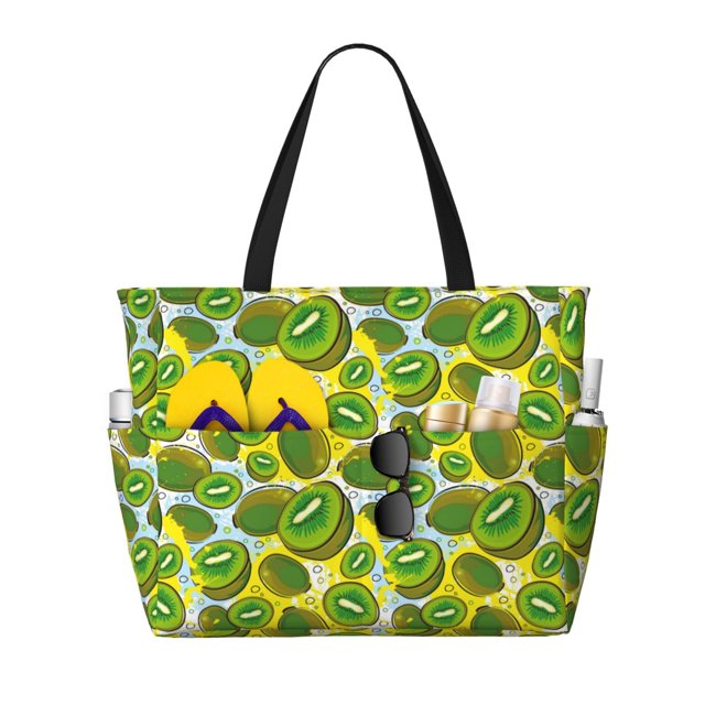 Easygdp Watercolor Kiwi Fruits Summer Bolsa de Viaje de Playa de Gran Capacidad, Bolsa Tote Perfecta para la Playa, Escapadas de Fin de Semana y Viajes