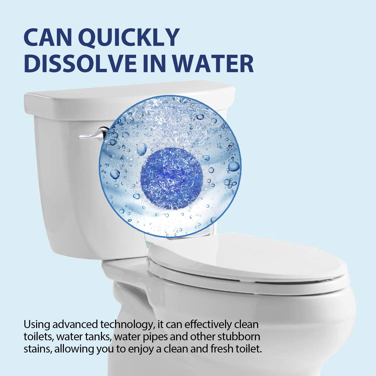Alvantor Toilet Bowl Cleaner Tablets - Hard Water Stain Remover, Deodorizer, Easy-Use & Fresh - 12 Tablets