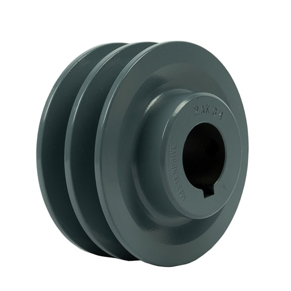 3.5" Cast Iron Pulley for 1" Shaft 2 Groove V Style A Belt 4 L Single Piece 2AK34-1