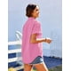 thumbnail image 4 of Camisa HOTOUCH de lino para mujer, manga corta, con botones, rosa, 4 of 6