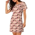 thumbnail image 2 of Zufioo Dachshund Couple Print Women's Nightgown, Round Neck Short-sleeved Pajamas, Home Wear Suitable for Home and Outing, 2 of 6