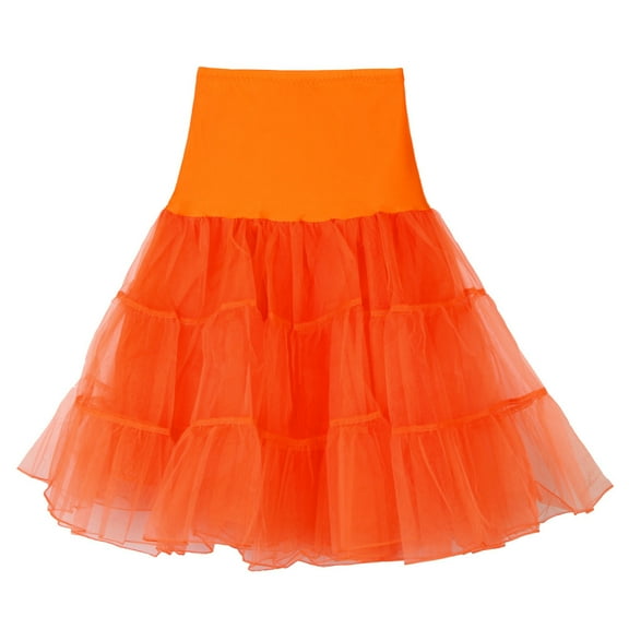 YUEJUIR Tutus Womens High Waist Pleated Short Skirt Adult Tutu Dancing Skirt Tulle Skirts for Women Blue Tutu Adult Tutu (Orange,M)