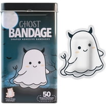 BioSwiss Bandages, Halloween Ghost Shaped Self Adhesive Bandage, Latex Free Sterile Wound Care, 50 Count