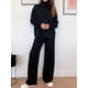 thumbnail image 4 of Conjunto de chándal de punto para mujer, suéter de cuello alto y Pantalones rectos para correr, otoño e invierno, 2 piezas, 4 of 5