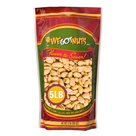 We Got Nuts Roasted Unsalted Peanuts, Kosher, 5 lb, 80 oz, Resealable Pouch
