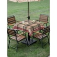 thumbnail image 2 of Square Outdoor Tablecloth With Umbrella Hole And Zipper– Red Brown Plaid Waterproof Patio Table Cover for Party, Picnic, Backyard, 60"x60" , Country Farmhouse Checkered, 2 of 8