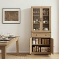 thumbnail image 6 of 72" Kitchen Pantry Cabinet with Glass Doors, Tall Pantry Storage Cabinet with Drawer & Adjustable Shelves, Freestanding Coffee Bar Cabinet, Farmhouse Kitchen Cabinet, Natural, 6 of 8