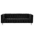 thumbnail image 5 of 89" Modern Dutch Fluff Sofa, Upholstered Sofa 3 Seater with Solid Wood Legs, Buttoned Tufted Backrest, Vintage Tufted Couch for Living Room, Bedroom, Office, Apartment, Black, 5 of 7