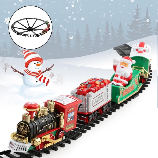 Conjunto De Tren De Navidad Luces De Sonido Musicales De Pista Alrededor De La Colcomx pista de tren eléctrico