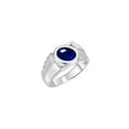 thumbnail image 3 of RYLOS Men's Rings Sterling Silver Cabochone Gemstone & Diamond Designer Sapphire Rings For Men Size 13, 3 of 7