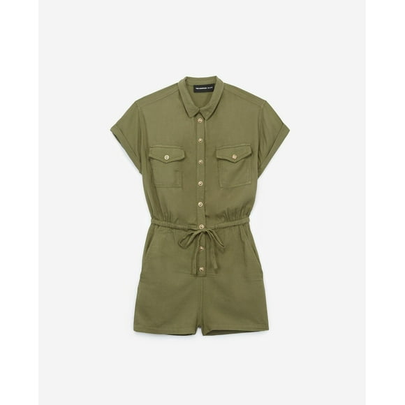The Kooples Jeans Combishort Romper Playsuit Khaki ( 1 )