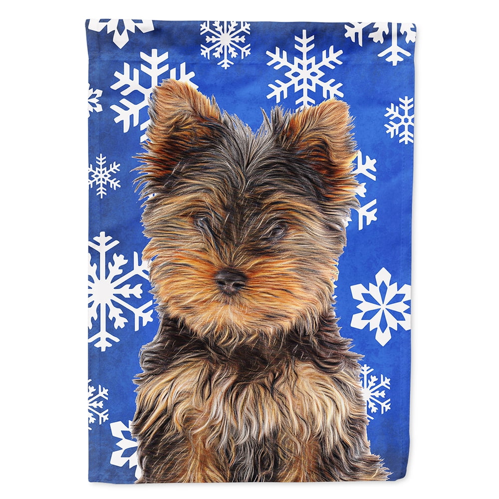 Winter Snowflakes Holiday Yorkie Puppy / Yorkshire Terrier Garden Flag ...
