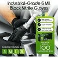 thumbnail image 4 of Inspire Nitrile Gloves, HEAVY DUTY 6 Mil Nitrile Disposable Gloves, THE ORIGINAL Nitrile, Medical, Food Service, Cleaning, Black, 100 Count, Size Large, 4 of 7