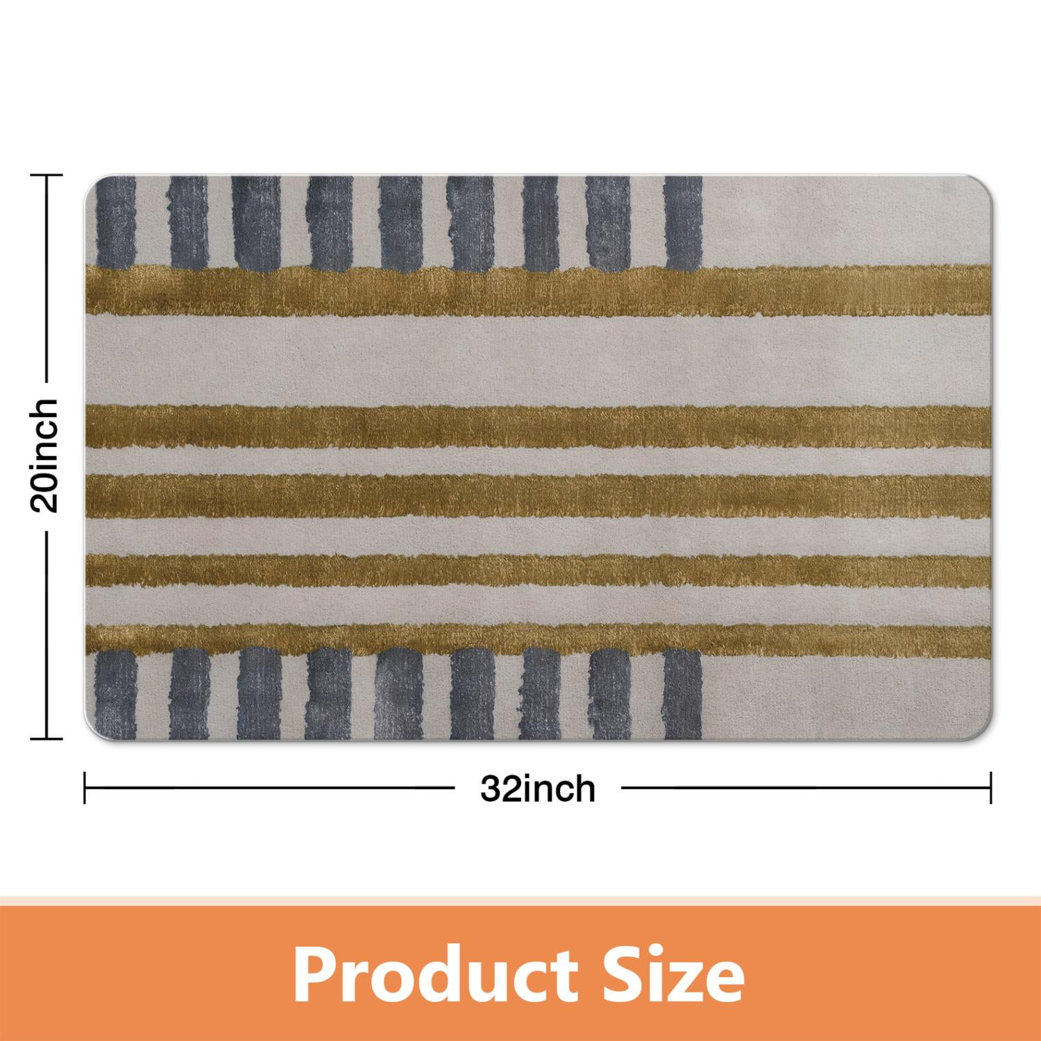 Feel Luxury with our Striped Microfiber Bathroom Rugs – Extra Thick 20x32in Bath Mat, Super Absorbent, Anti-Slip, Machine Washable, Perfect for Tub and Shower