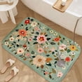 thumbnail image 3 of 1pc Floral Embroidery on Green Absorbent Non-Slip Bathroom Thickened Flannel Rug Decor,Soft,Quick Drying,Suitable For Indoor/outdoor Use,Bathrooms,Bedrooms,Kitchens,Terrace,Laundry Rooms,16"x24", 3 of 9