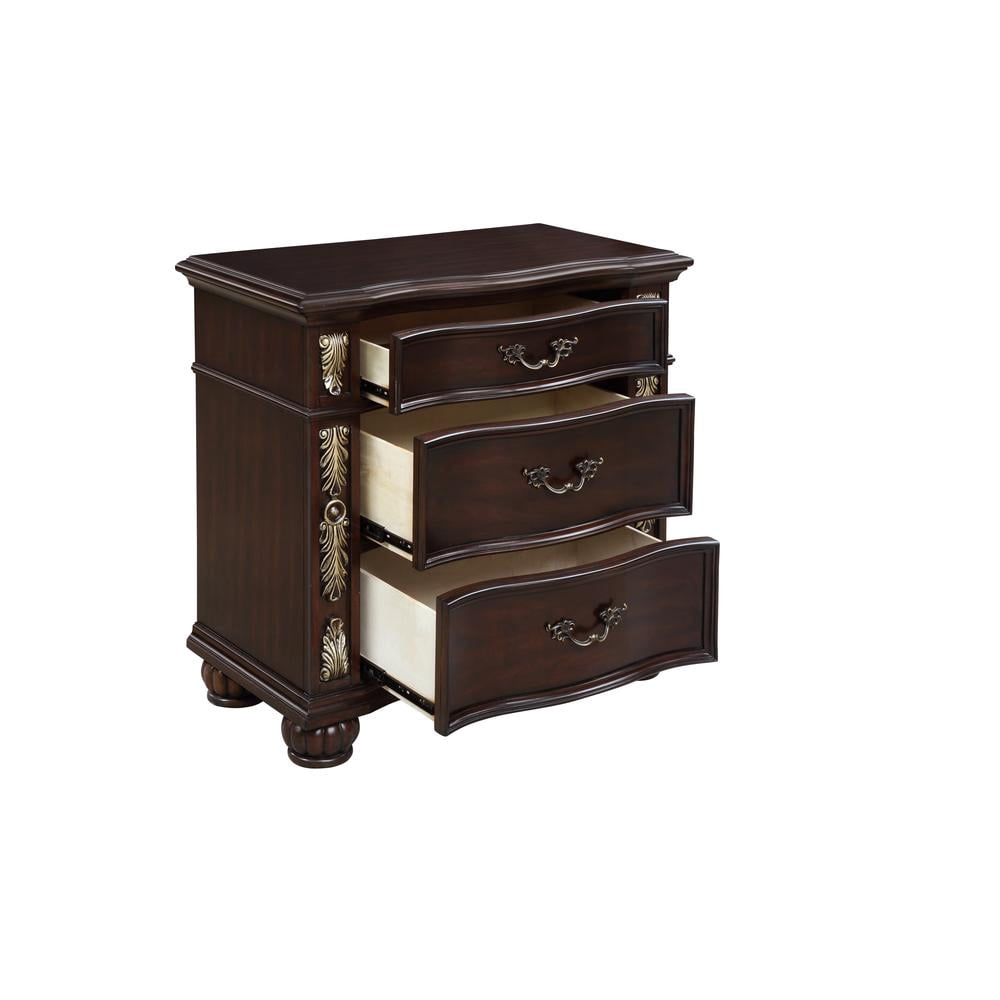 New Classic Furniture Maximus Solid Wood 3-Drawer Nightstand in Madeira Brown