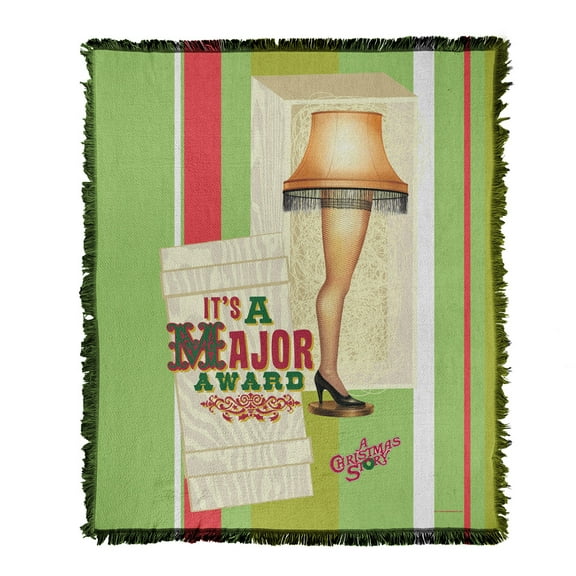 A Christmas Story Blanket, 50'x60' A Major Award Woven Tapestry Cotton Blend Fringed Throw