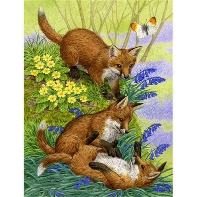 Carolines Treasures ASA2131CHF Fox Cubs Drapeau Toile Taille Maison