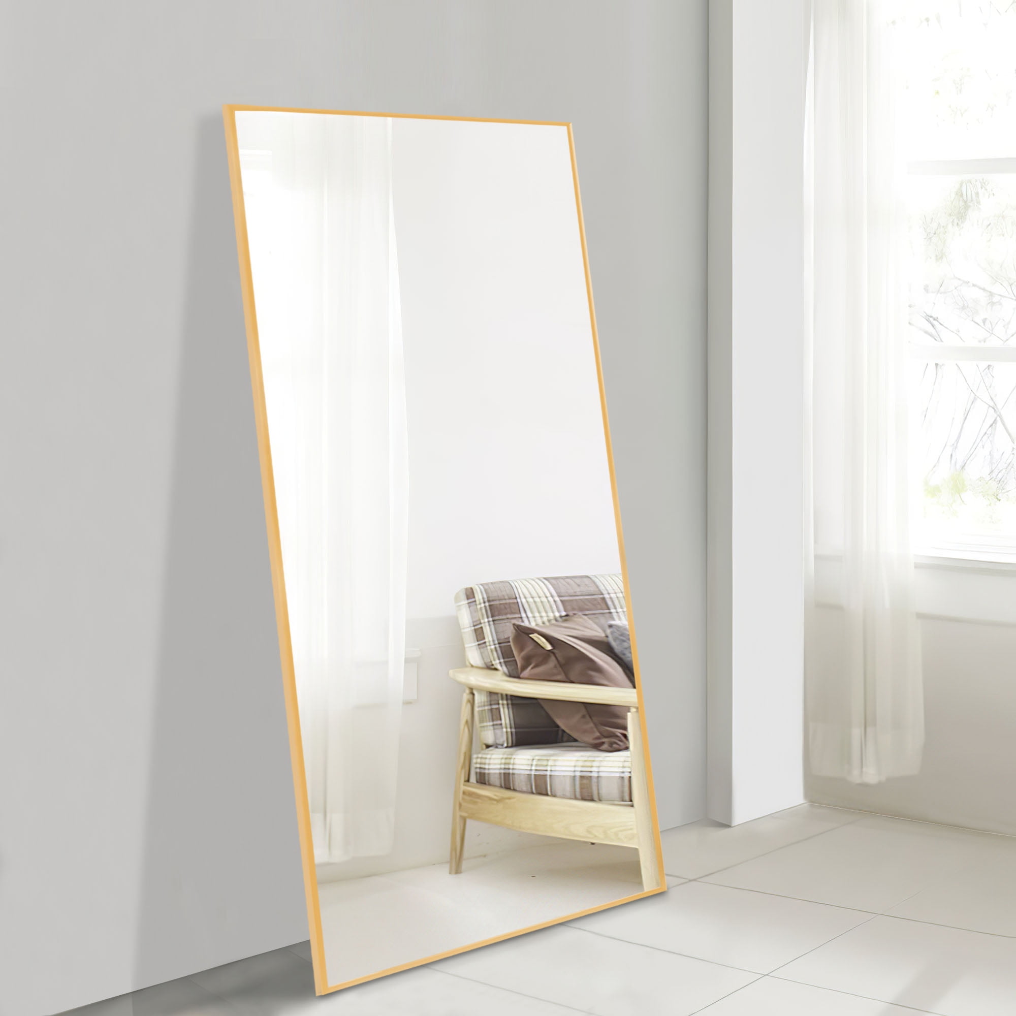 Buy NeuType 55x16 Gold Rectangular Full Length Floor Mirror with Stand