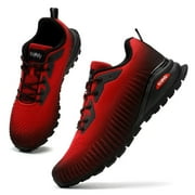 Kricely Mens Trail Running Shoes Fashion Hiking Sneakers for Men Camo Tennis Cross Training Shoe Mens Casual Outdoor Walking Footwear Red Size 9.5