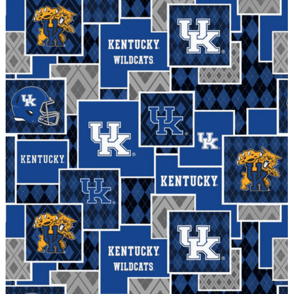 Official Licensed NCAA University of Kentucky Argyle Boxes Fabric by the Yard