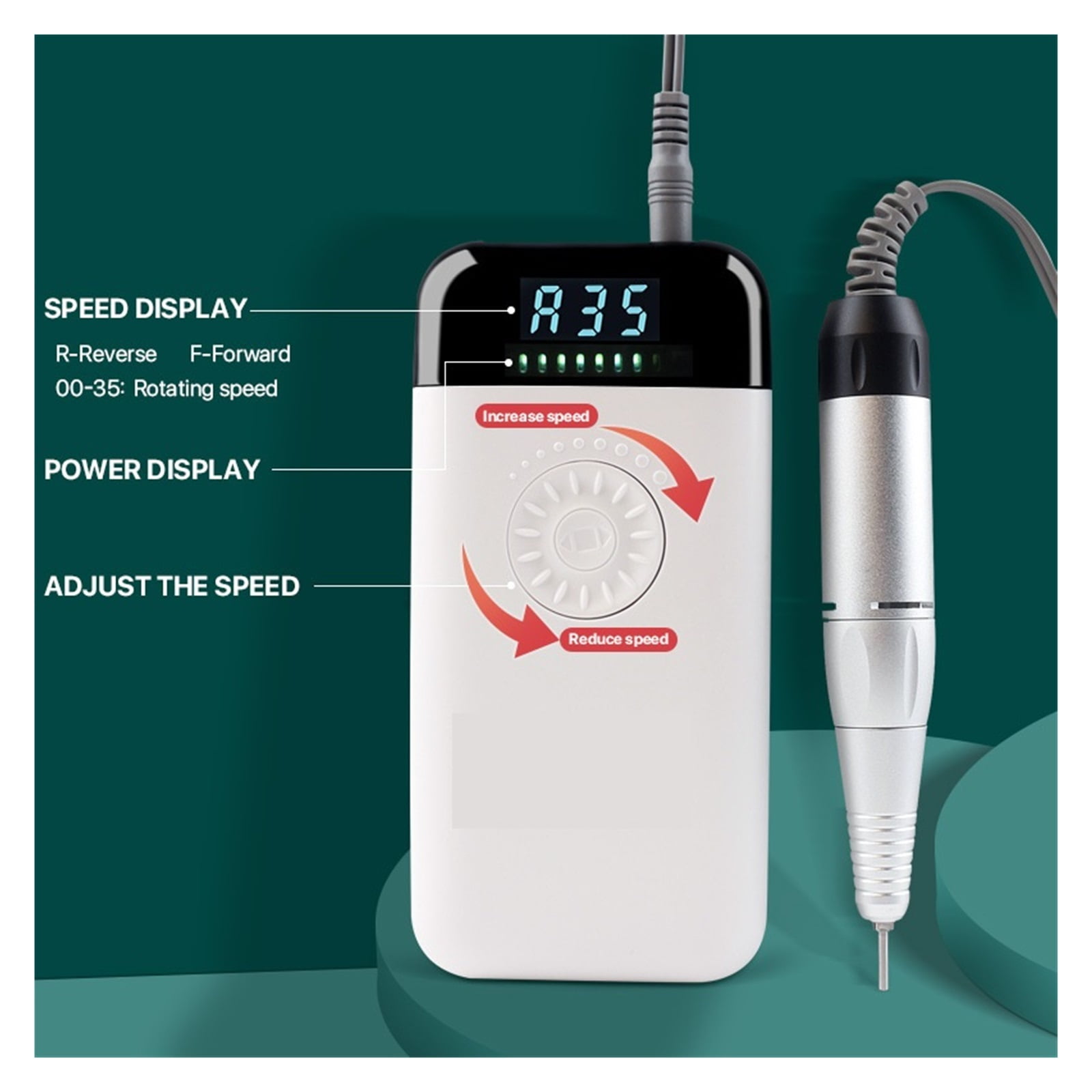 35000RPM Nail Drill Machine USB Rechargeable Electric Nail Sander For Gel Removing Professional Manicure Machine Equipment ,Low Noise