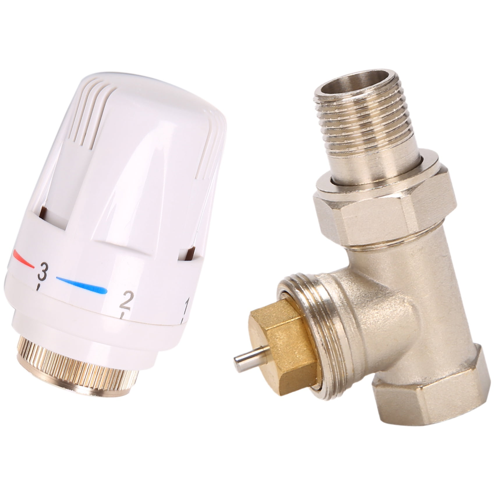 Flcivsh 1/2Inch Brass Thermostatic Radiator Valve Straight Type DN15