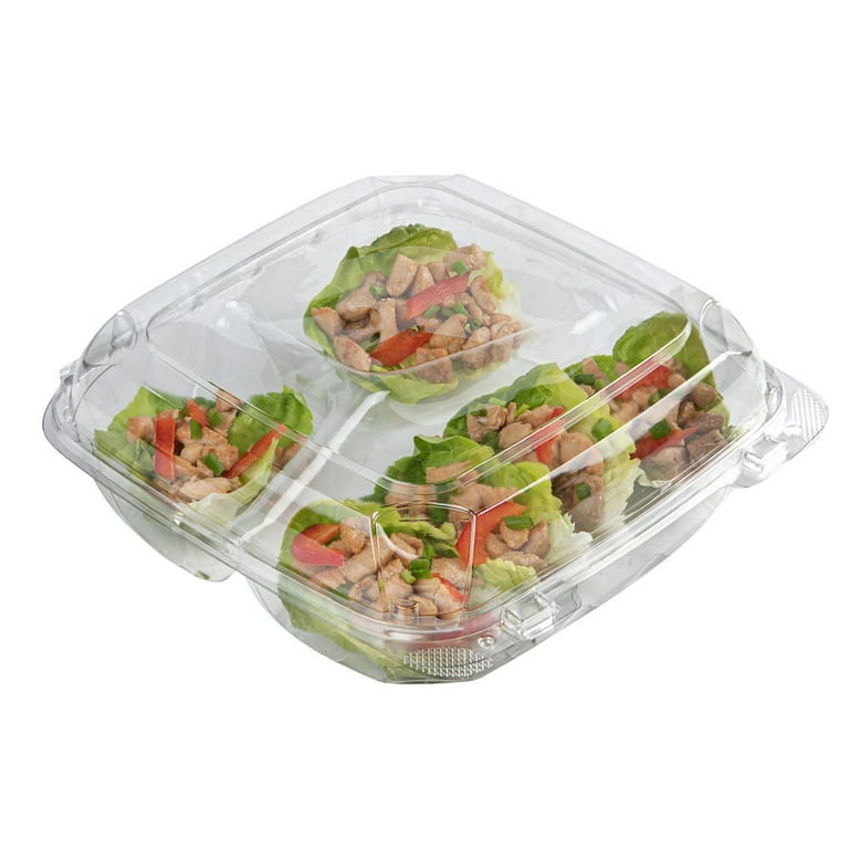 Thermo Tek 32 oz Rectangle Clear Plastic Deli / Snack Container - with  Hinged Lid, Anti-Fog - 7 1/2 x 6 1/4 x 2 3/4 - 100 count box