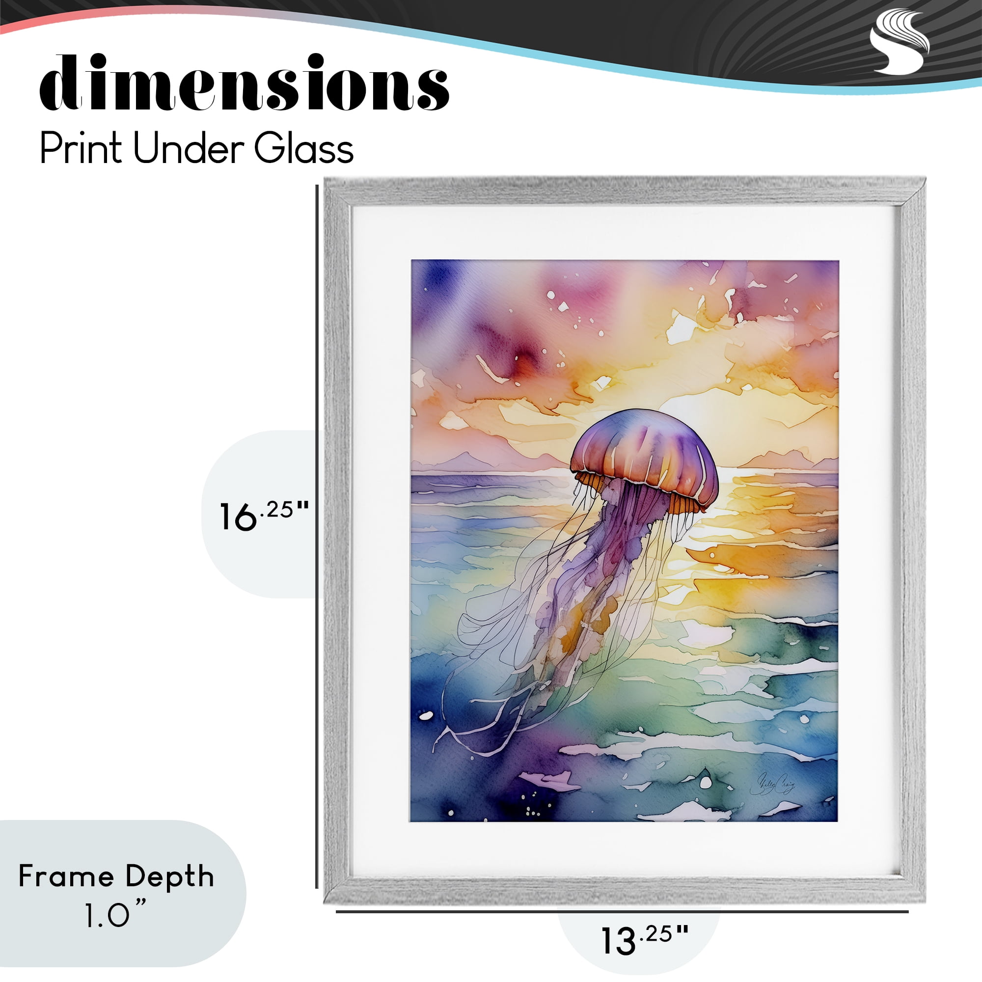 Stupell Industries Celestial Drift Jellyfish Gray Framed Print Under Glass, design by Shelly Craig