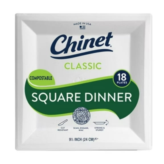 Chinet Classic Square Dinner Plate 9 1/2" - 18ct