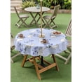 thumbnail image 3 of Outdoor Tablecloth with Umbrella Hole and Zipper, Easter Bunny Round Table Cloth 54 Inch Waterproof Tablecloth, Spring Purple Flower Rustic Rabbit Blue Picnic Table Cover for Patio Camping, 3 of 7