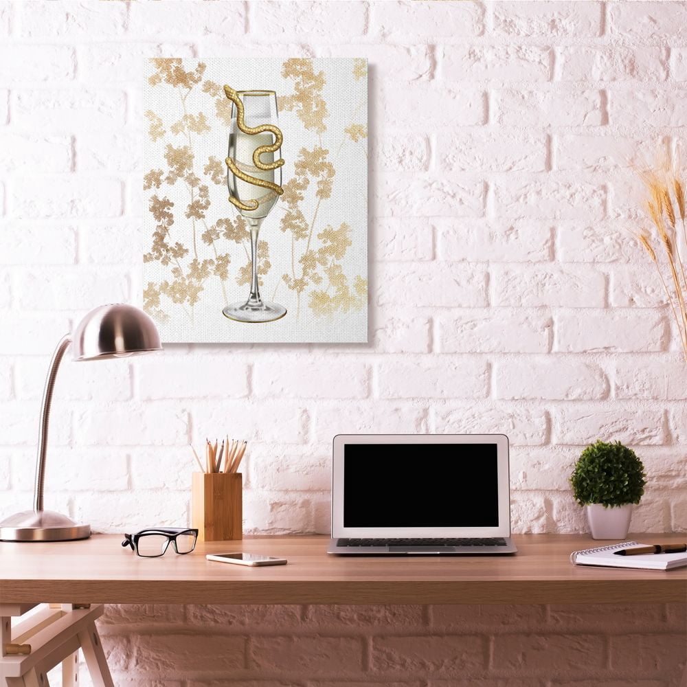 Gold Serpent Glass Glam Fashion Design XXL Stretched Canvas Wall Art by Ziwei Li