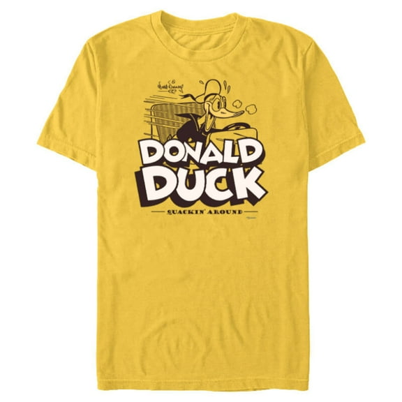 Disney 100 Donald Duck Quackin’ Around Retro Vintage D100 - Short Sleeve Blended T-Shirt for Adults - Customized-Yellow