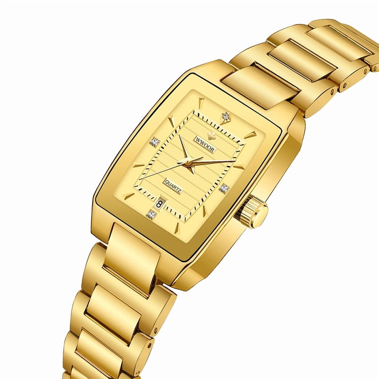 Square Watches for Women, Women's Wristwatches, Ladies Waterproof Stainless Steel Analog Small Dainty Gold Watch for Women