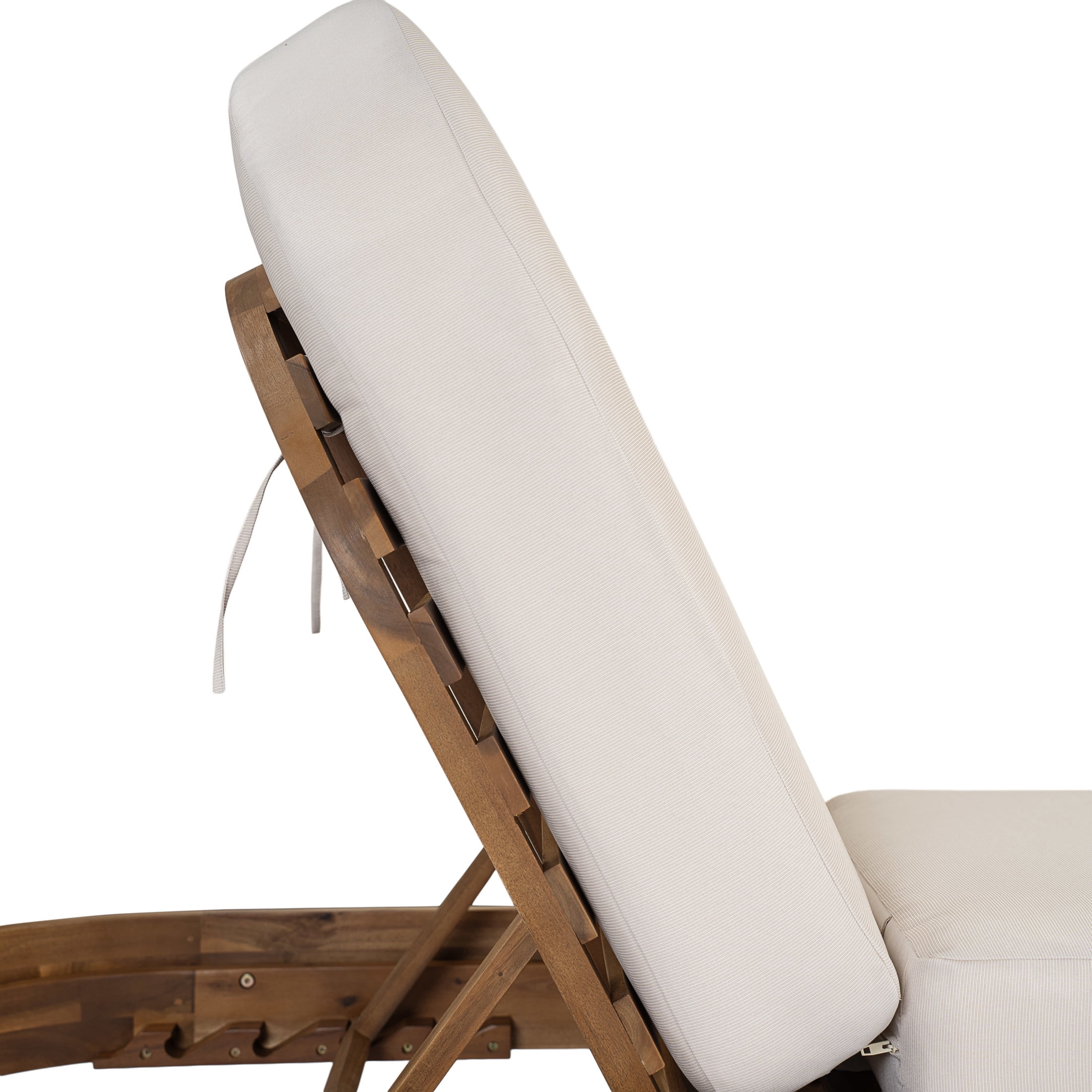 Christopher Knight Home Patio Acacia Wood Chaise Lounge with Cushion, Adjustable Backrest, Teak+Beige