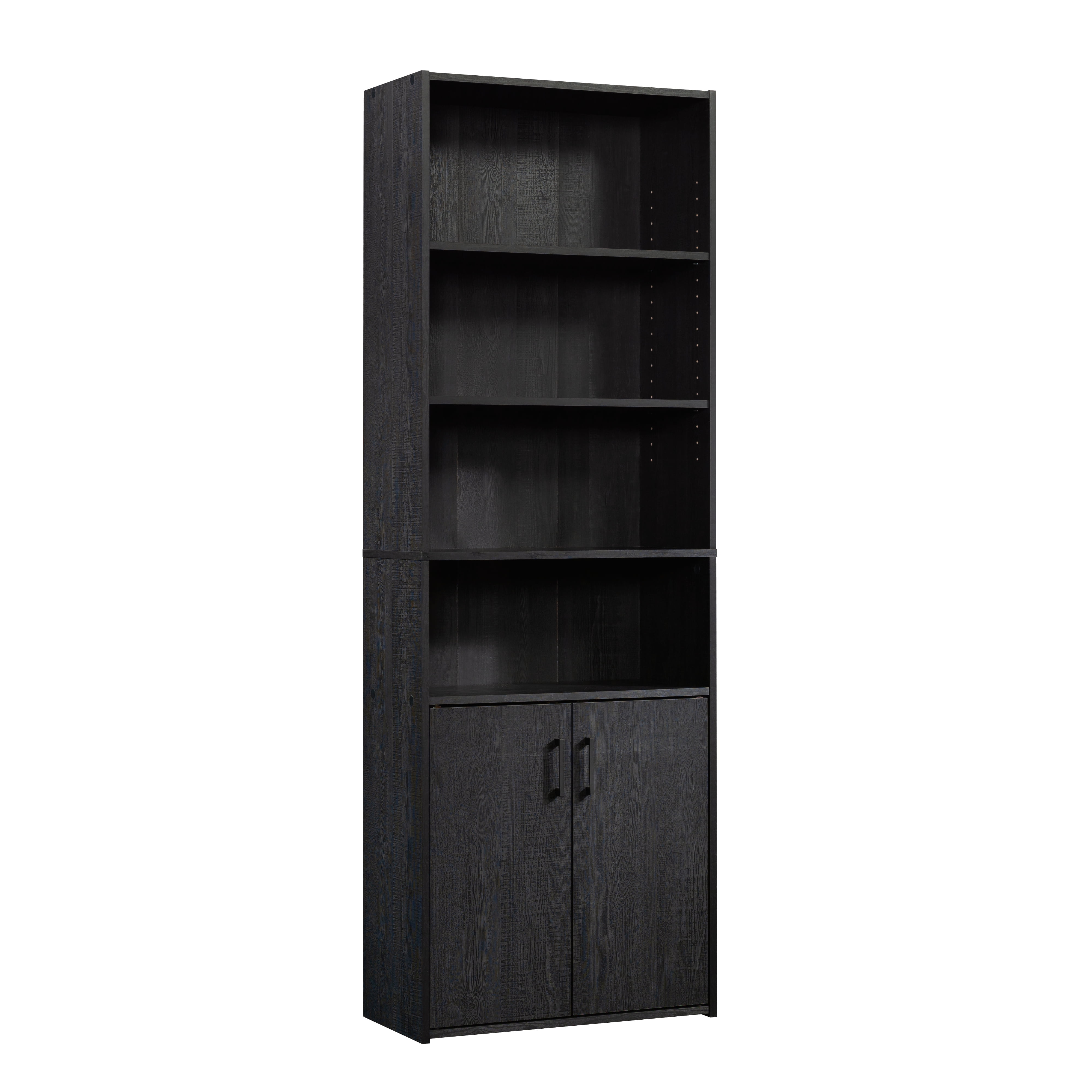 Mainstays Traditional 5 Shelf Bookcase with Doors, Black Finish  (图2)
