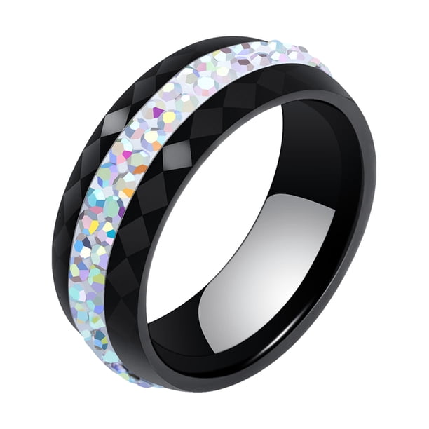 Minnieouse Anillo de cerámica de moda para mujer, joyería de boda elegante y versátil, anillos para boda, anillos de mujer Ropa, zapatos y accesorios Miscelánea AB negro Talla 7