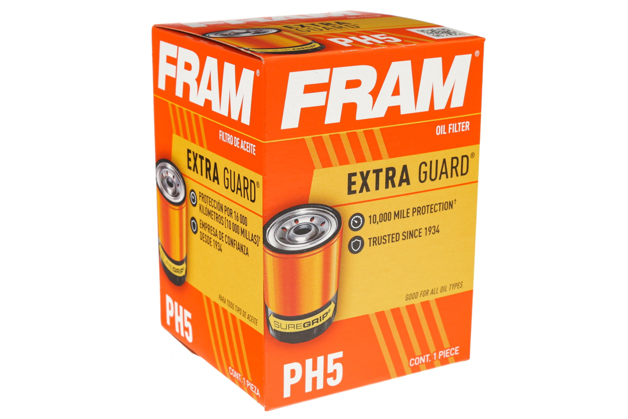 FRAM Extra Guard Oil Filter, PH5, 10K Miles, Replacement Oil Filter Fits Select Vehicles