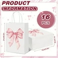 thumbnail image 3 of 16 Pcs Coquette Pink Bow Paper Gift Bags with Handles - 8.3x5.9x3.1 Inch White & Pink Watercolor Design, Elegant Party Supplies for Women's Birthday, Christmas, Bridal & Engagement Celebrations, 3 of 5