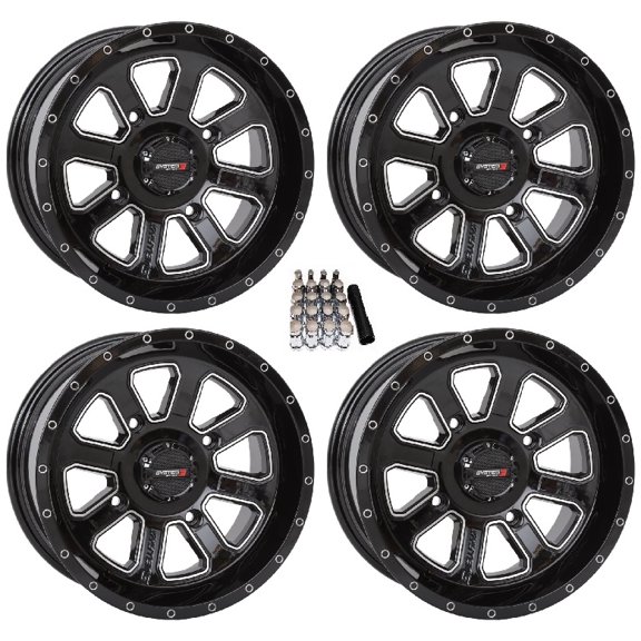 System 3 ST-4 Black UTV Wheels 14" Yamaha Viking Wolverine YXZ1000R CFMoto ZForce 950 UForce 1000
